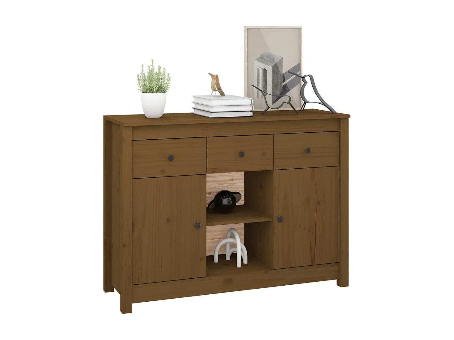 Aparador 100x35x74,5 cm madeira de pinho maciça castanho mel