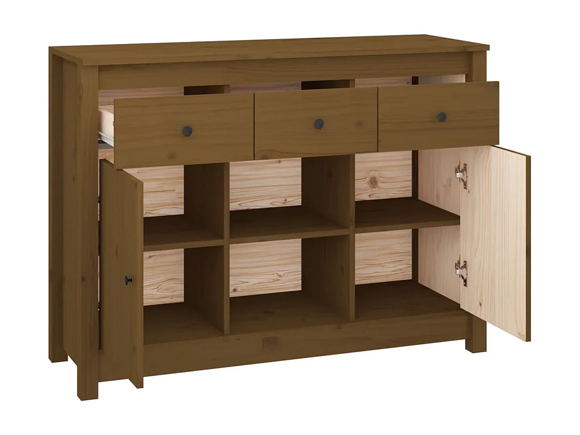 Aparador 100x35x74,5 cm madeira de pinho maciça castanho mel