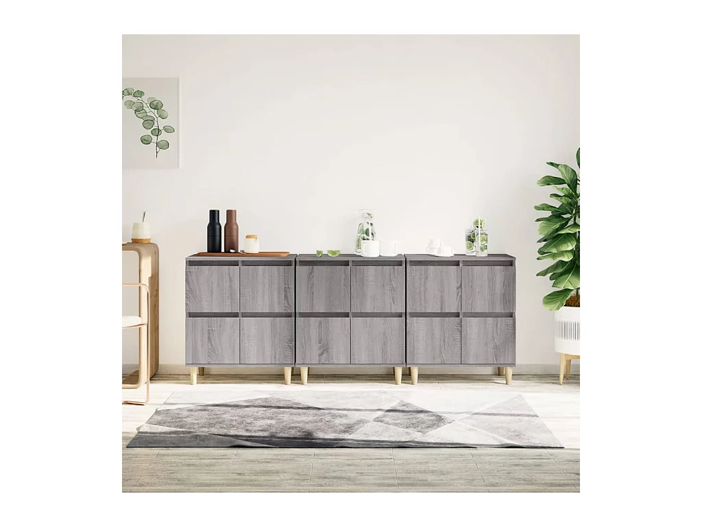Buffets 3 pièces sonoma gris 60x35x70 cm bois d'ingénierie