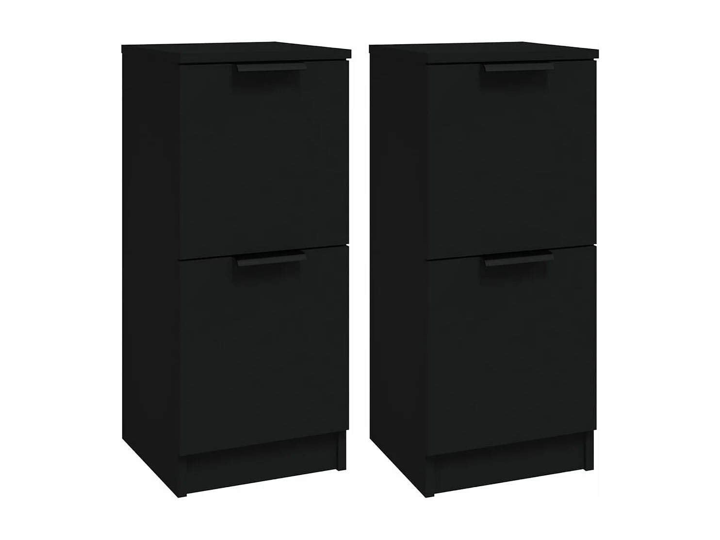 Buffets 2 pièces noir 30x30x70 cm bois d'ingénierie