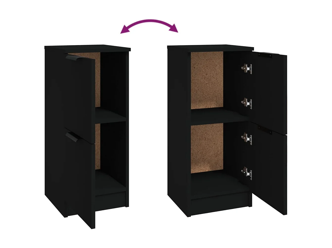 Buffets 2 pièces noir 30x30x70 cm bois d'ingénierie