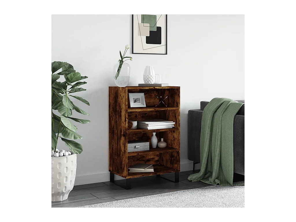 Hoge kast 57x35x90 cm bewerkt hout gerookt eikenkleurig