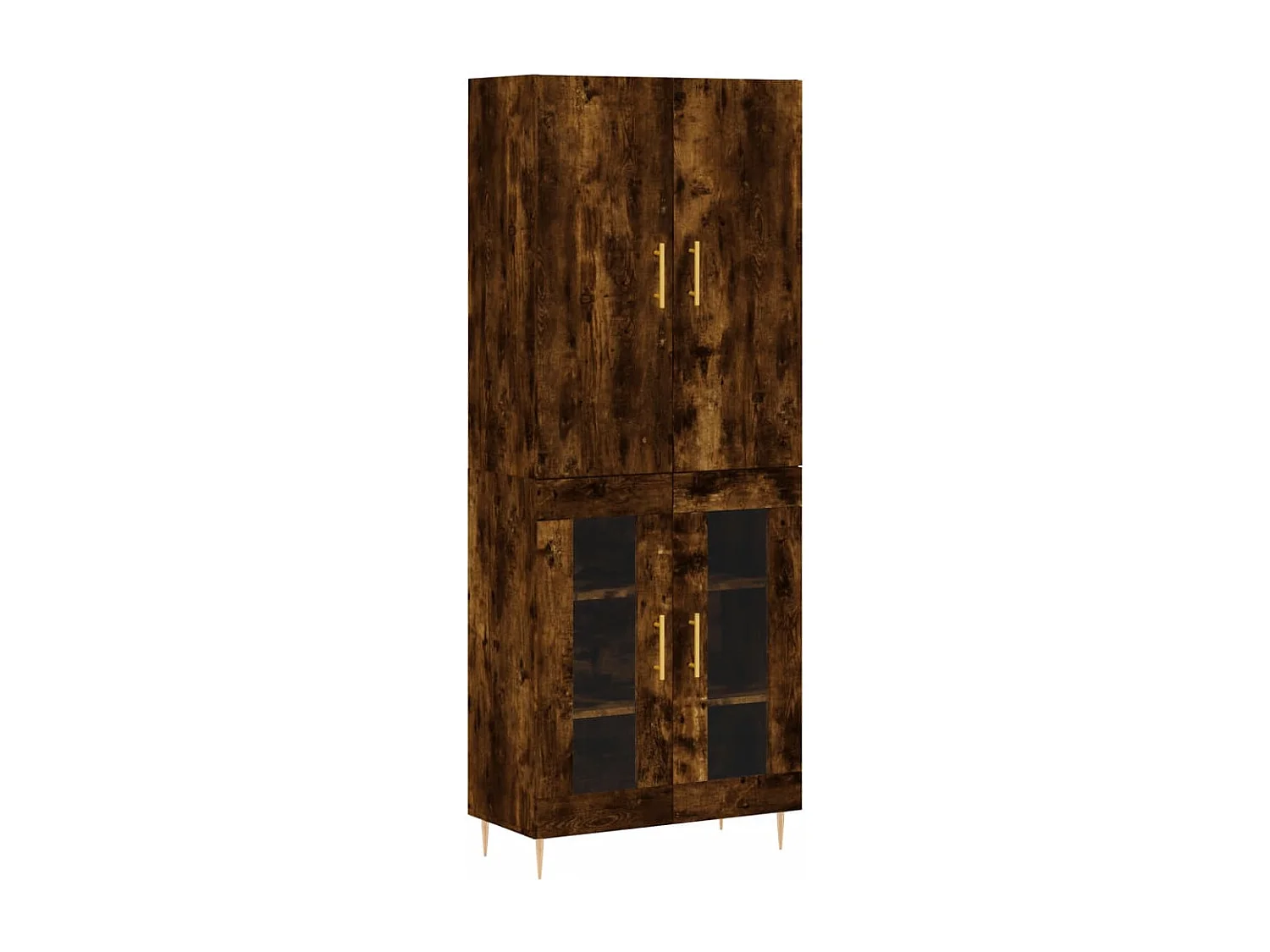 Buffet haut Chêne fumé 69,5x34x180 cm Bois d'ingénierie