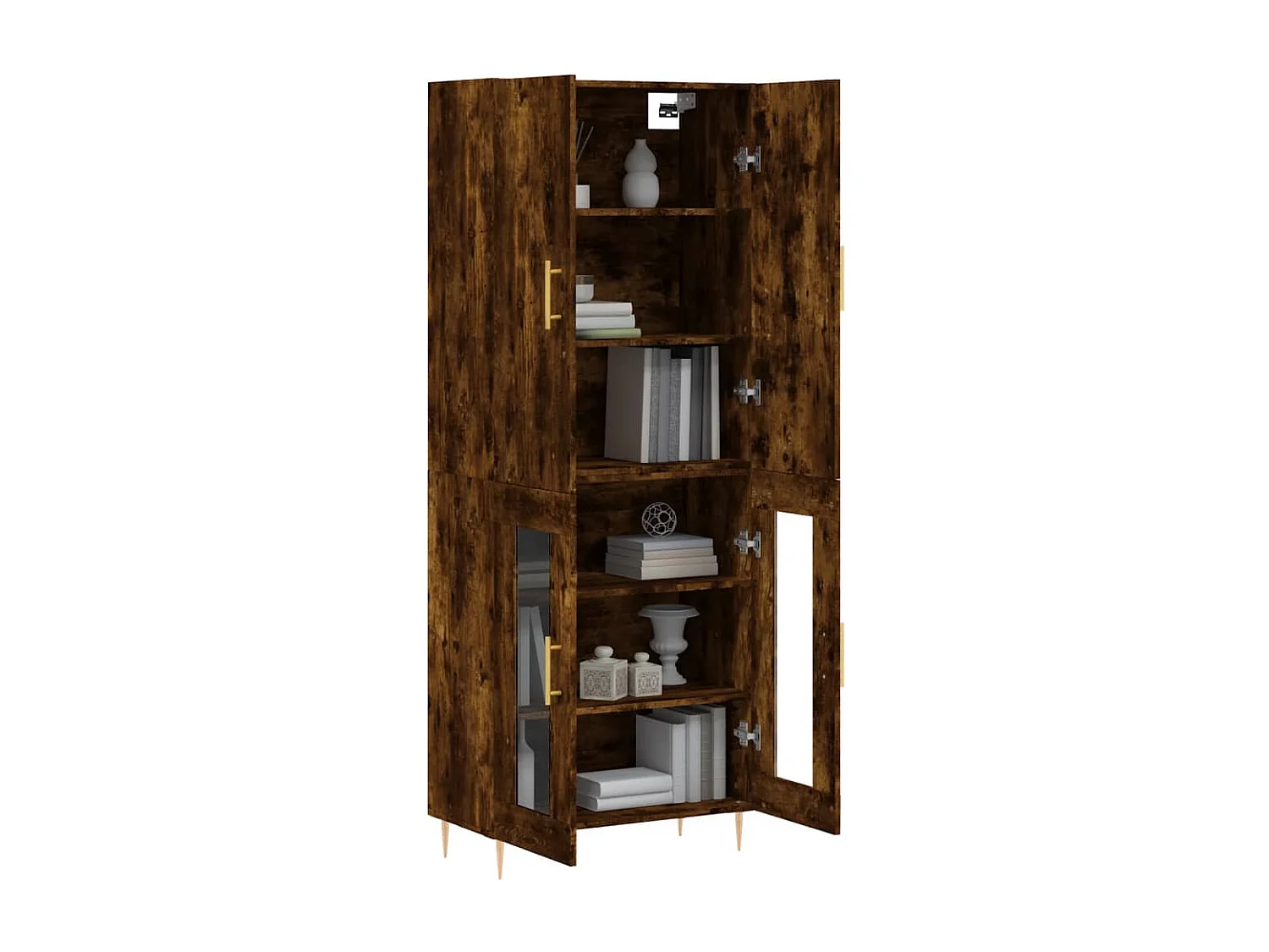 Buffet haut Chêne fumé 69,5x34x180 cm Bois d'ingénierie