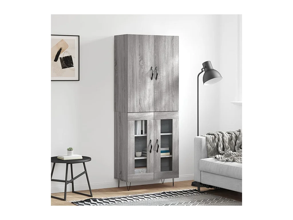 Aparador alto madera contrachapada gris sonoma 69,5x34x180 cm
