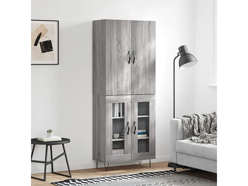 Buffet haut Sonoma gris 69,5x34x180 cm Bois d'ingénierie