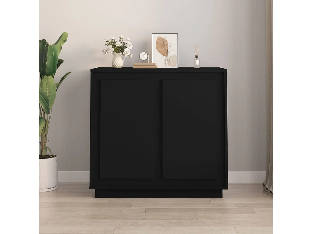 Buffet noir 80x34x75 cm bois d'ingénierie