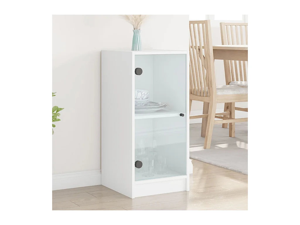 Armoire latérale avec portes en verre blanc 35x37x75,5 cm