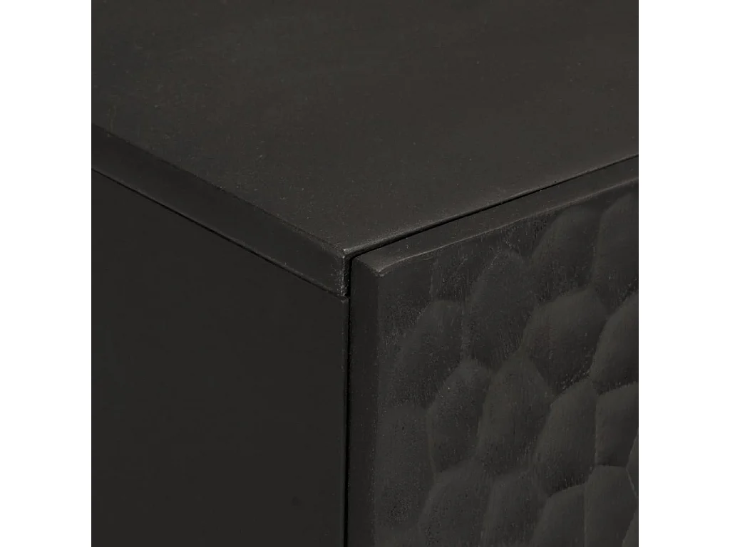 Armoire latérale noir 90x33x75 cm bois massif de manguier