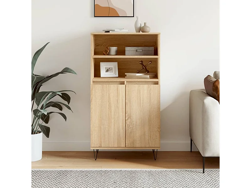 Aparador alto madera contrachapada color roble 60x36x110 cm