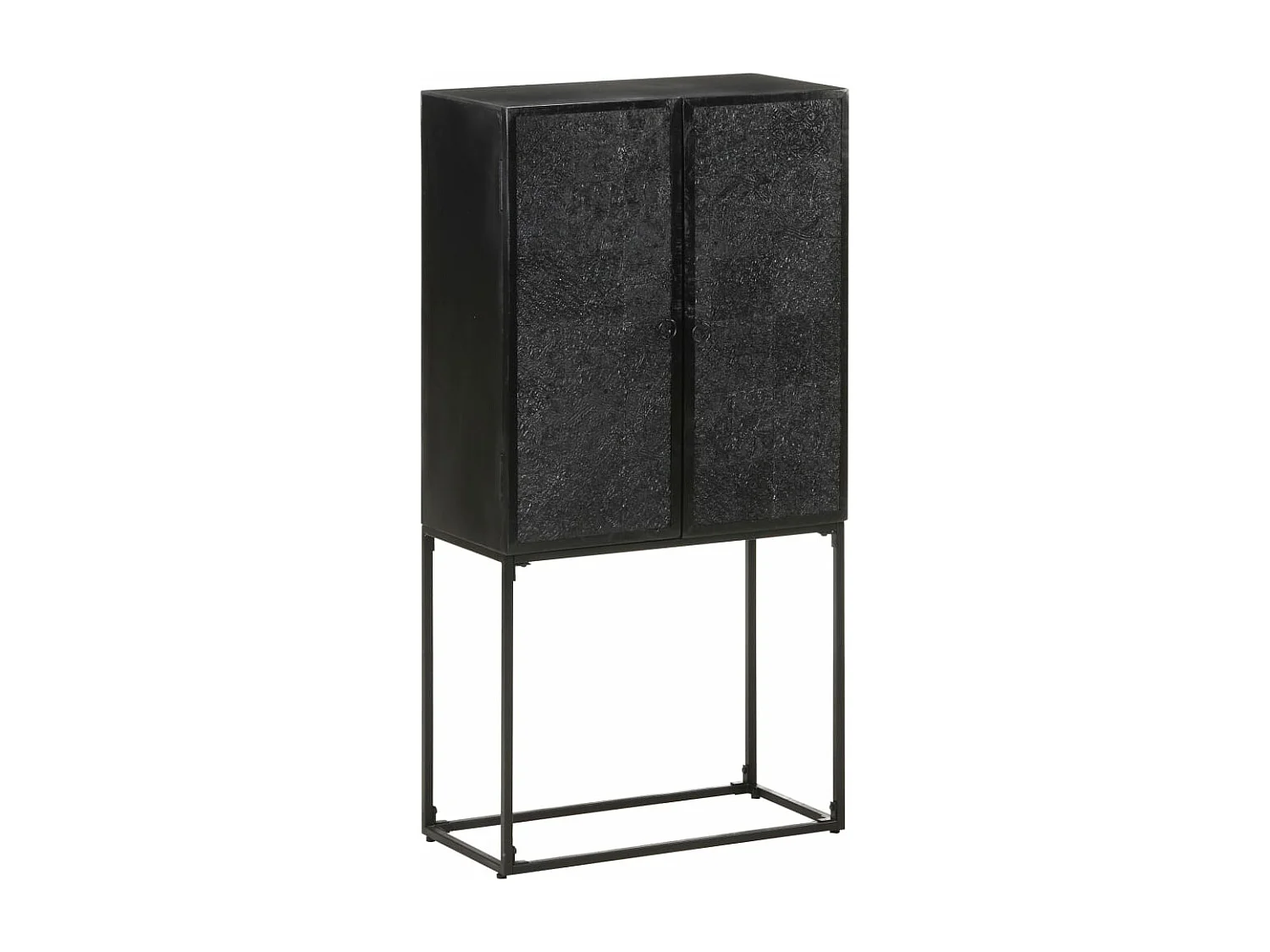 Aparador de madera maciza de acacia y mango negro 60x30x120 cm