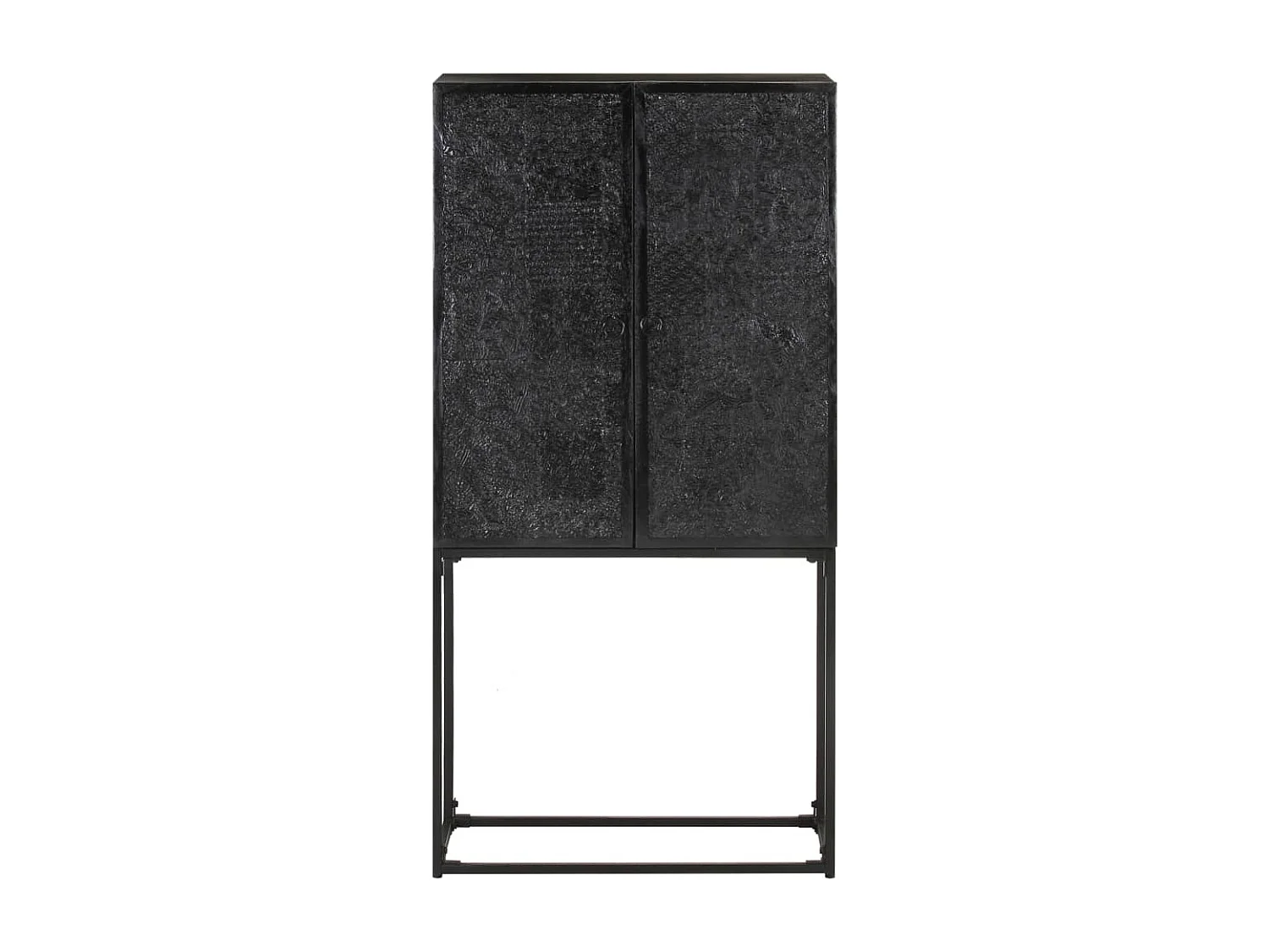 Aparador de madera maciza de acacia y mango negro 60x30x120 cm
