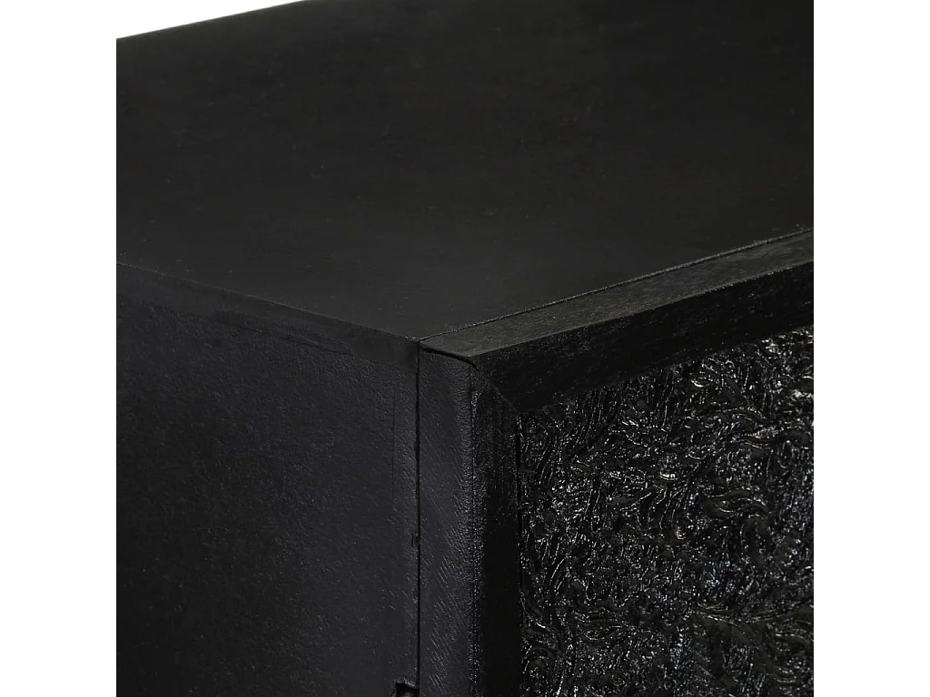 Aparador de madera maciza de acacia y mango negro 60x30x120 cm
