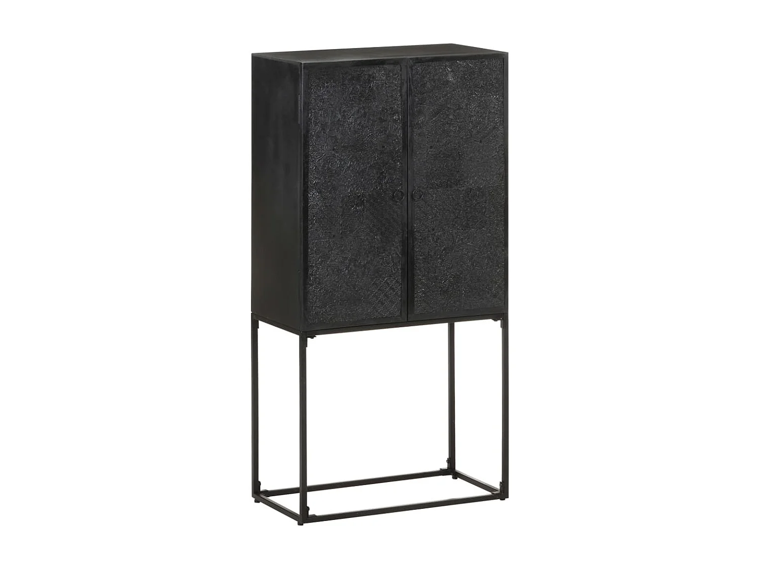 Aparador de madera maciza de acacia y mango negro 60x30x120 cm