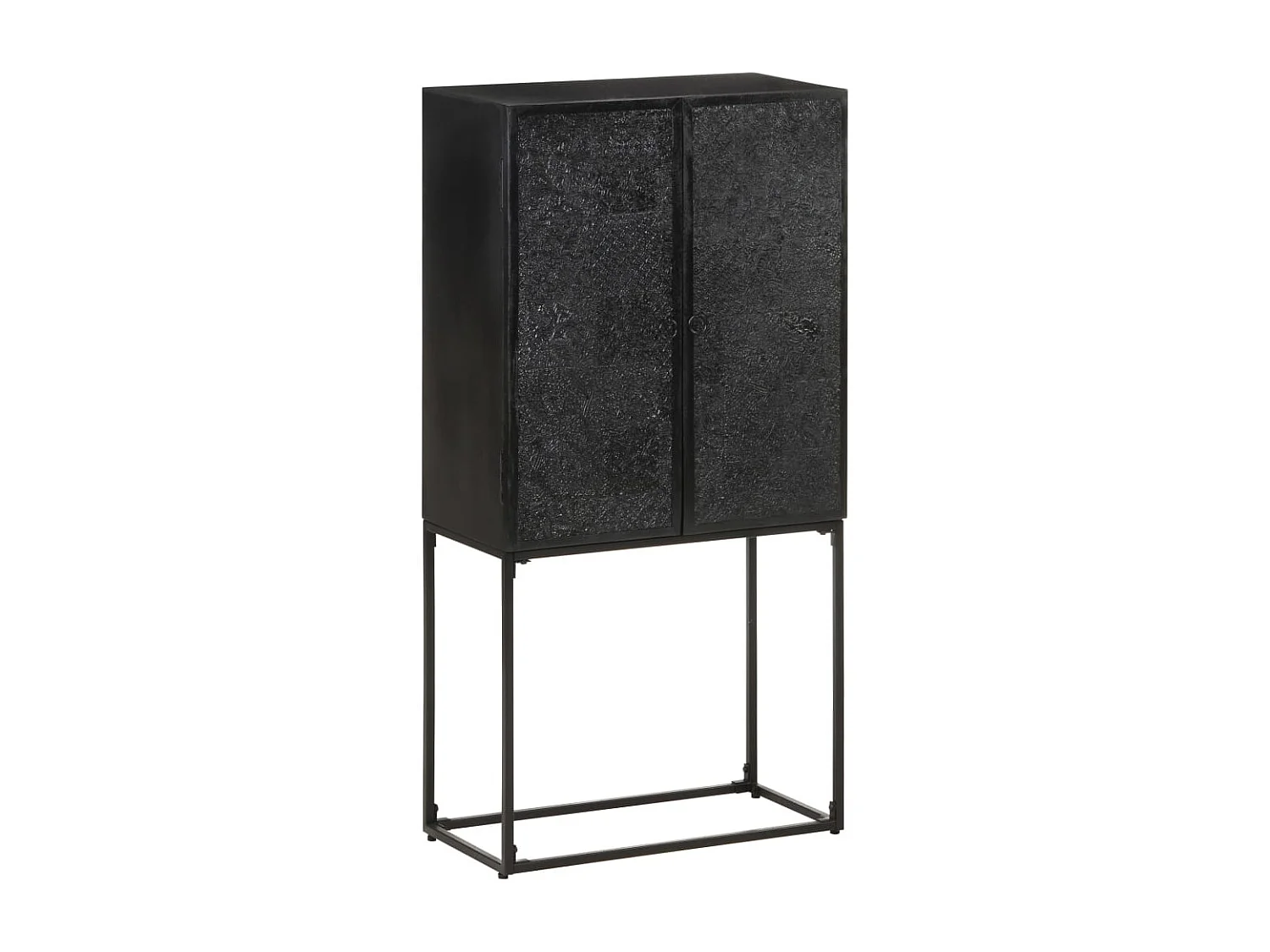 Aparador de madera maciza de acacia y mango negro 60x30x120 cm