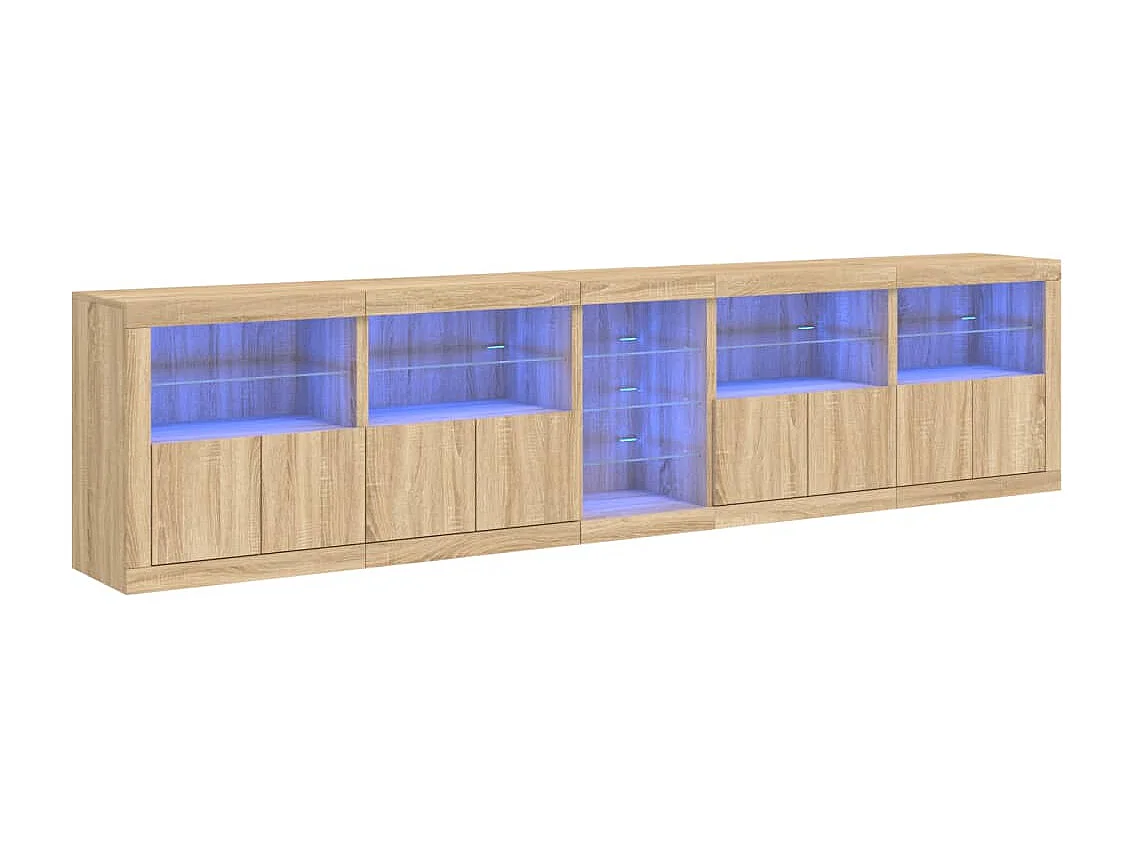 Buffet avec lumières LED chêne sonoma 283x37x67 cm