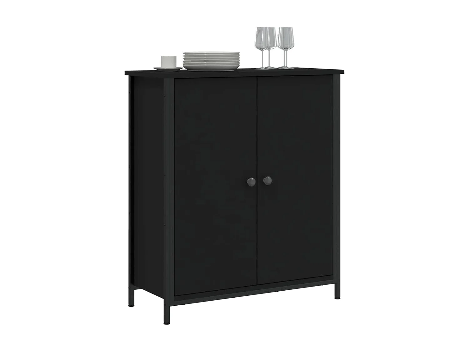 Buffet noir 70x30x80 cm bois d'ingénierie