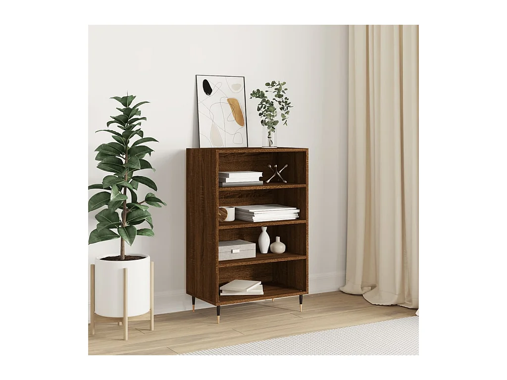 Hoge kast 57x35x90 cm bewerkt hout bruin eikenkleur