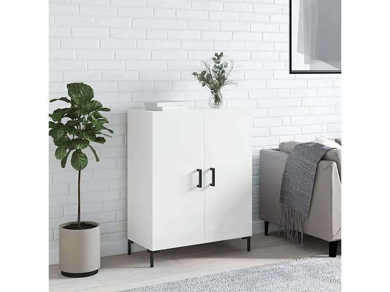 Buffet Blanc brillant 69,5x34x90 cm Bois d'ingénierie