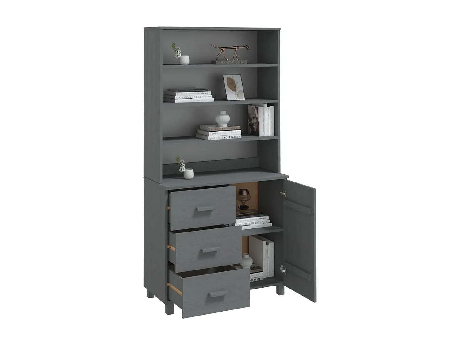 Aparador HAMAR madera de pino maciza gris oscuro