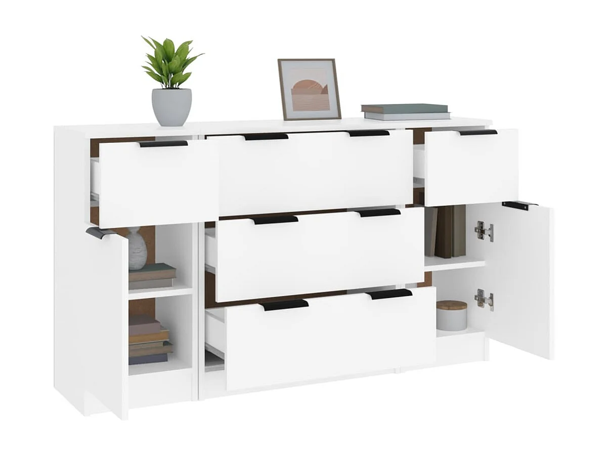 Ensemble de buffets 3 pièces Blanc Bois d'ingénierie