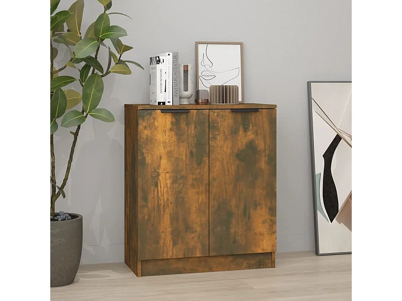 Aparador madera contrachapada color roble ahumado 60x30x70 cm