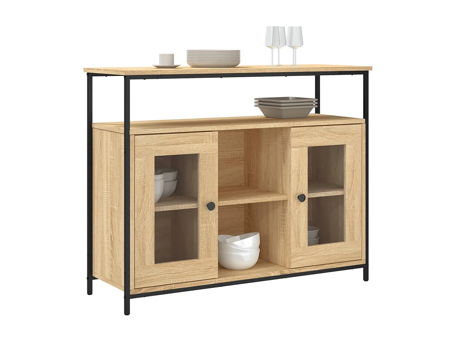 Buffet chêne sonoma 100x35x80 cm bois d'ingénierie