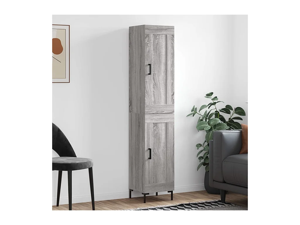 Aparador alto madera contrachapada gris Sonoma 34,5x34x180 cm