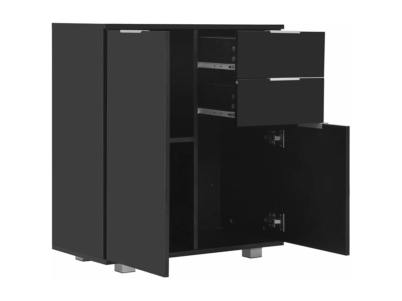 Buffet Noir brillant 71x35x80 cm Bois d'ingénierie