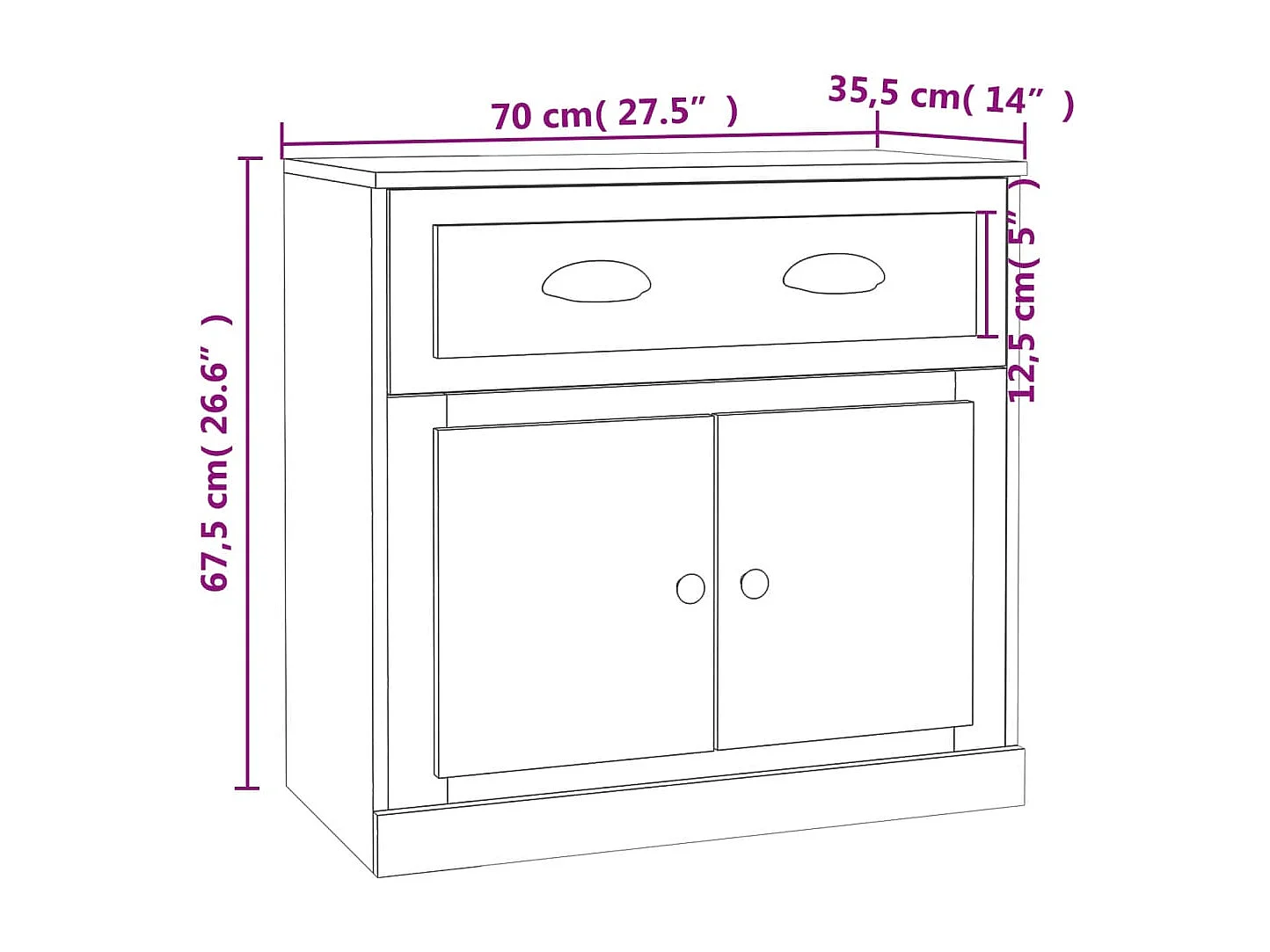 Buffets 2 pièces gris béton bois d'ingénierie