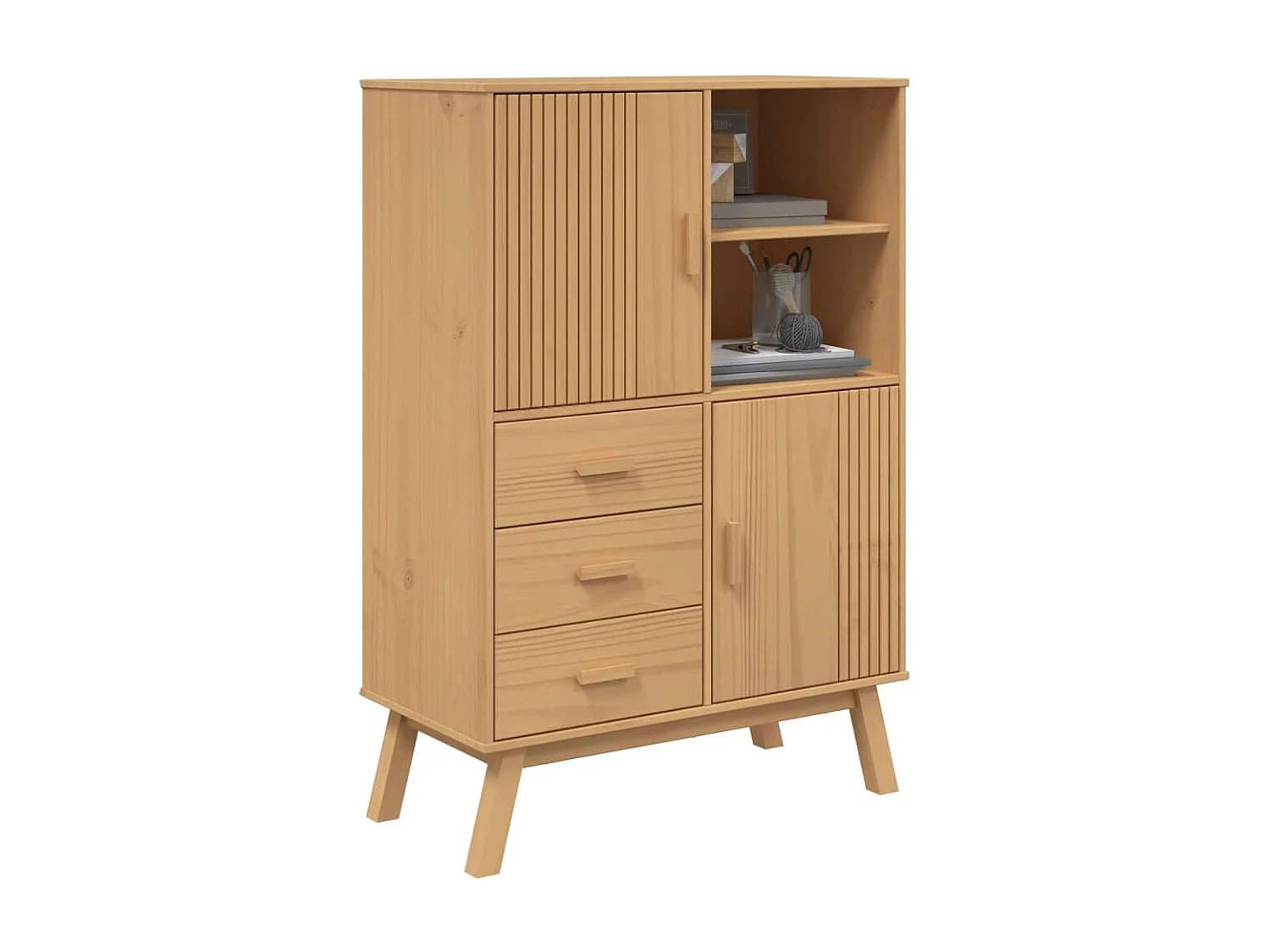 Buffet haut OLDEN marron 85x43x125 cm bois massif de pin