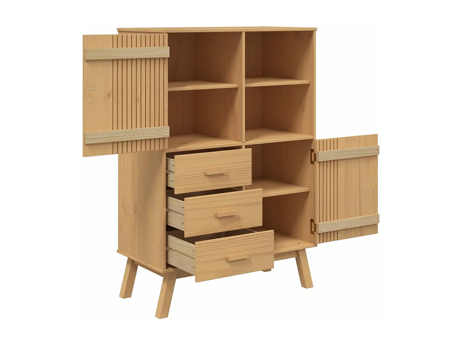 Buffet haut OLDEN marron 85x43x125 cm bois massif de pin