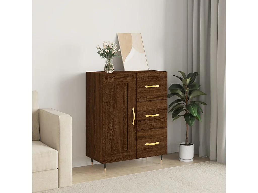 Aparador de madera de ingeniería marrón roble 69,5x34x90 cm