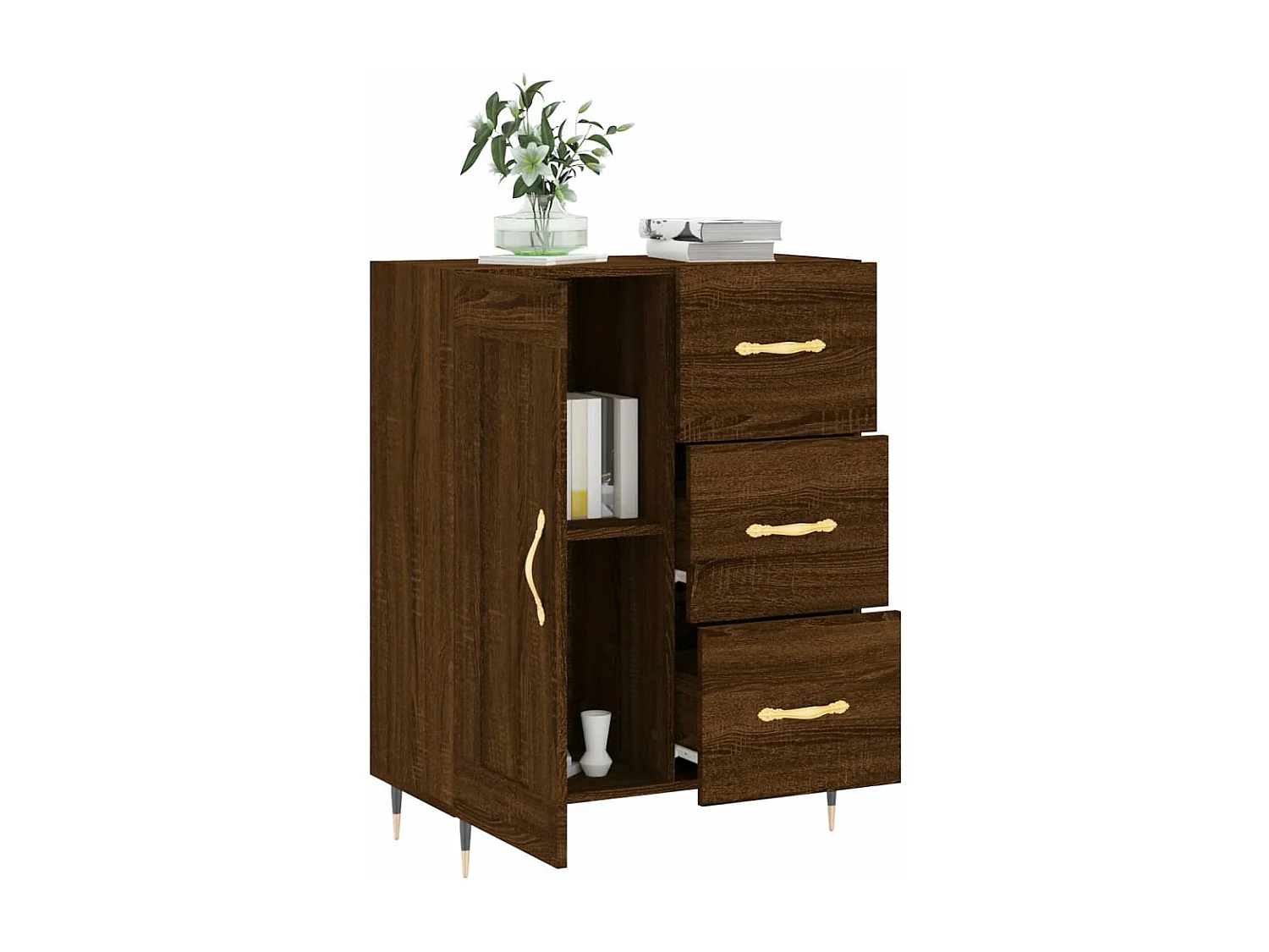 Aparador de madera de ingeniería marrón roble 69,5x34x90 cm