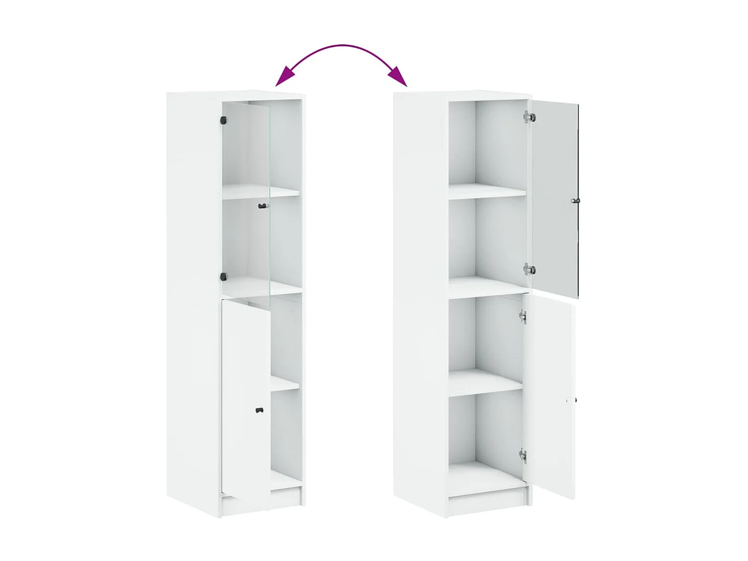 Buffet avec porte en verre blanc 35x37x142 cm