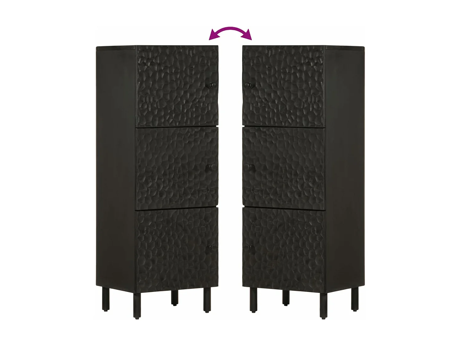 Buffet noir 40x33x110 cm bois de manguier massif