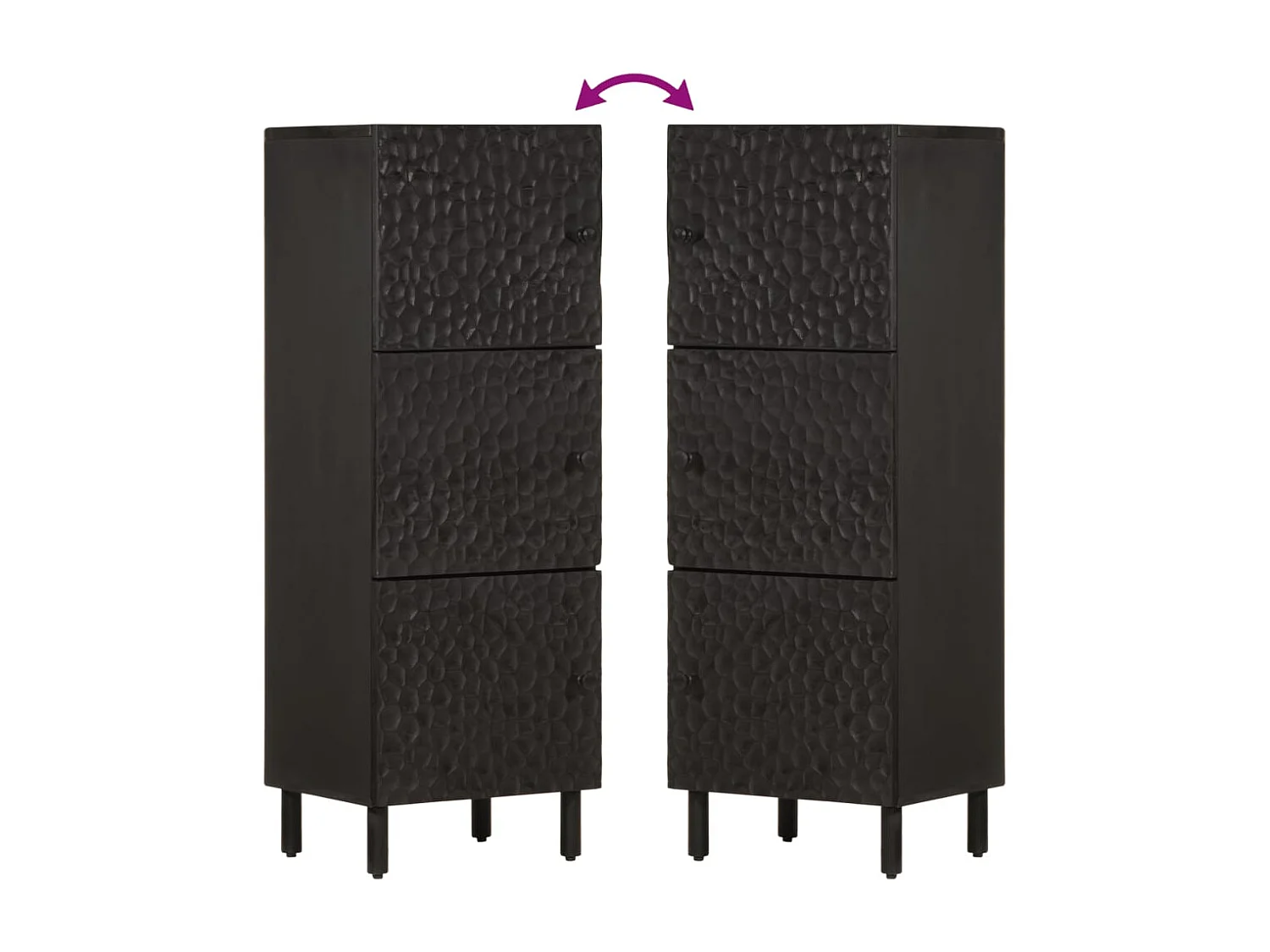 Buffet noir 40x33x110 cm bois de manguier massif