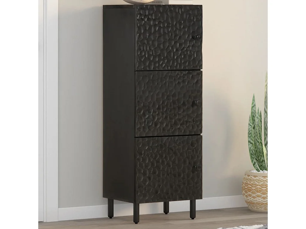 Buffet noir 40x33x110 cm bois de manguier massif