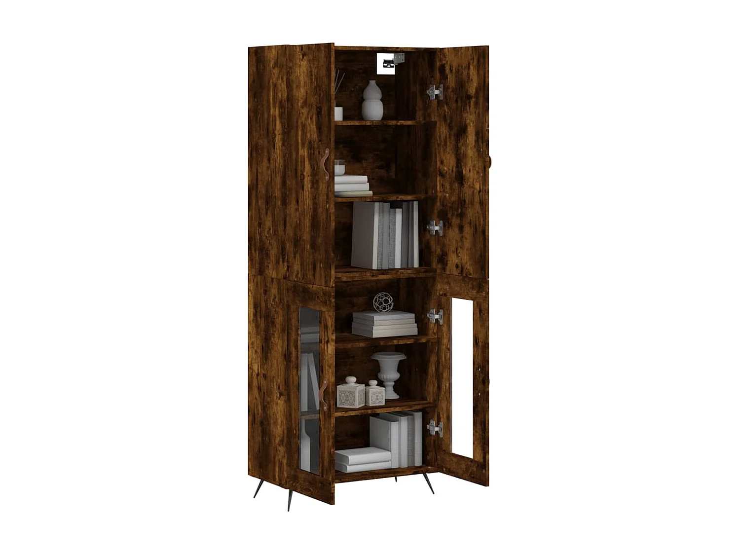 Buffet haut Chêne fumé 69,5x34x180 cm Bois d'ingénierie