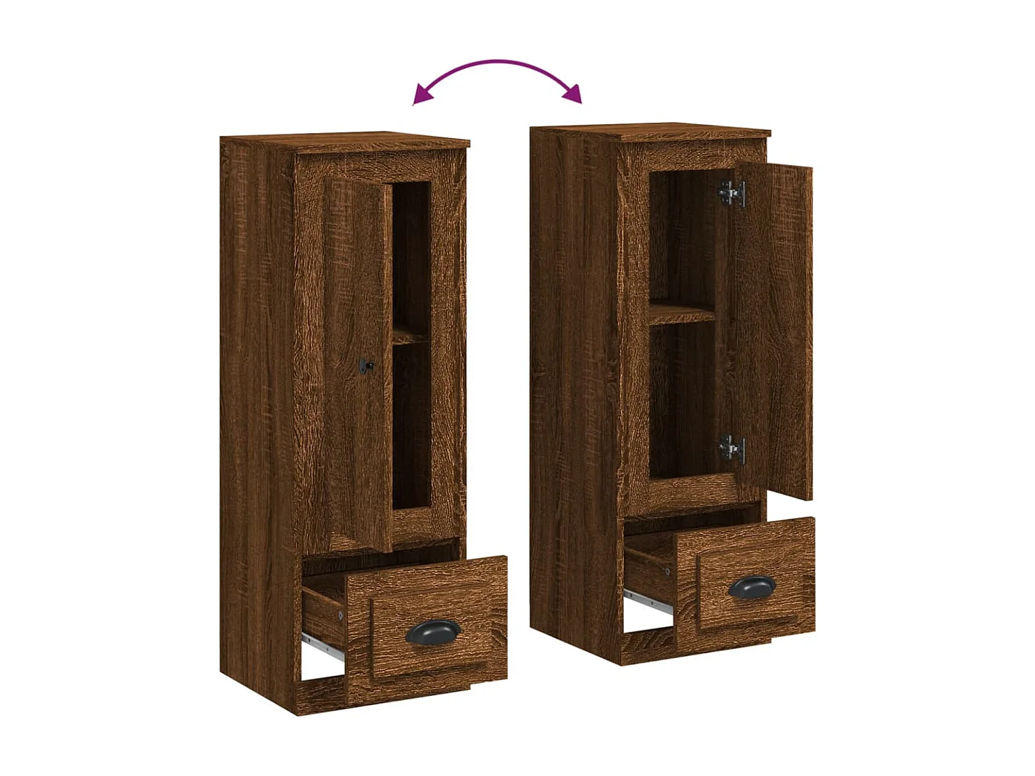 Buffet haut chêne marron 36x35,5x103,5 cm bois d'ingénierie