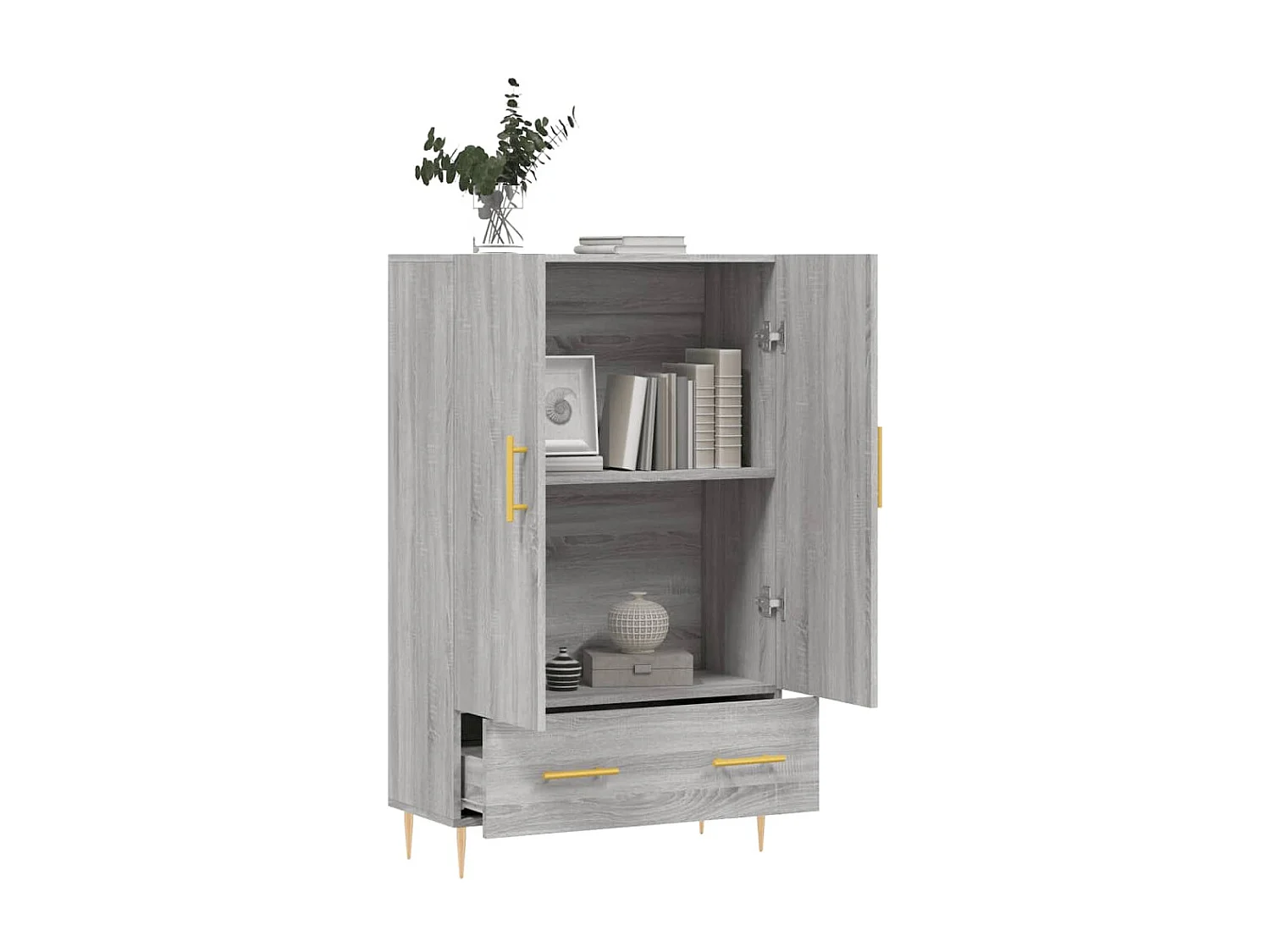 Buffet haut sonoma gris 69,5x31x115 cm bois d'ingénierie