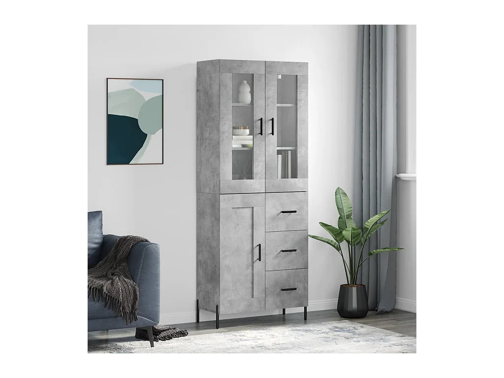 Hoge kastukken69,5x34x180 cm bewerkt hout betongrijs