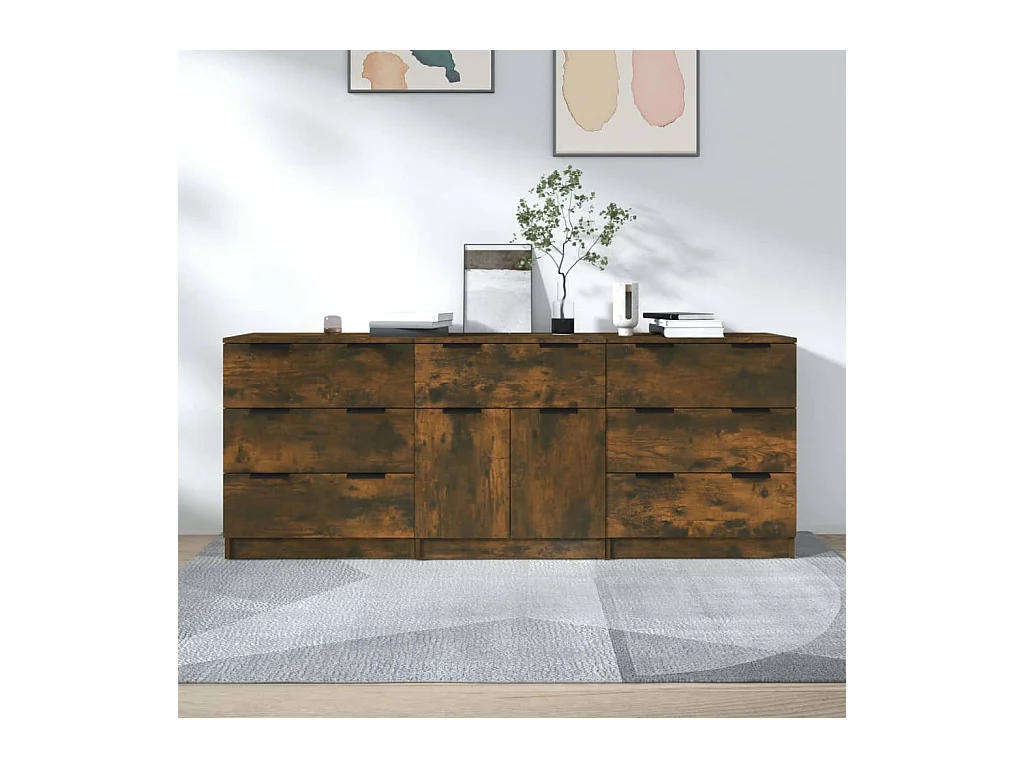 Buffets 3 pièces Chêne fumé Bois d'ingénierie