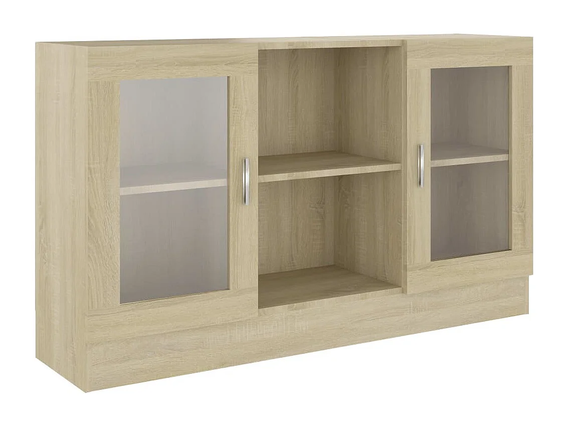 Vitrina de madera contrachapada color roble 120x30,5x70 cm