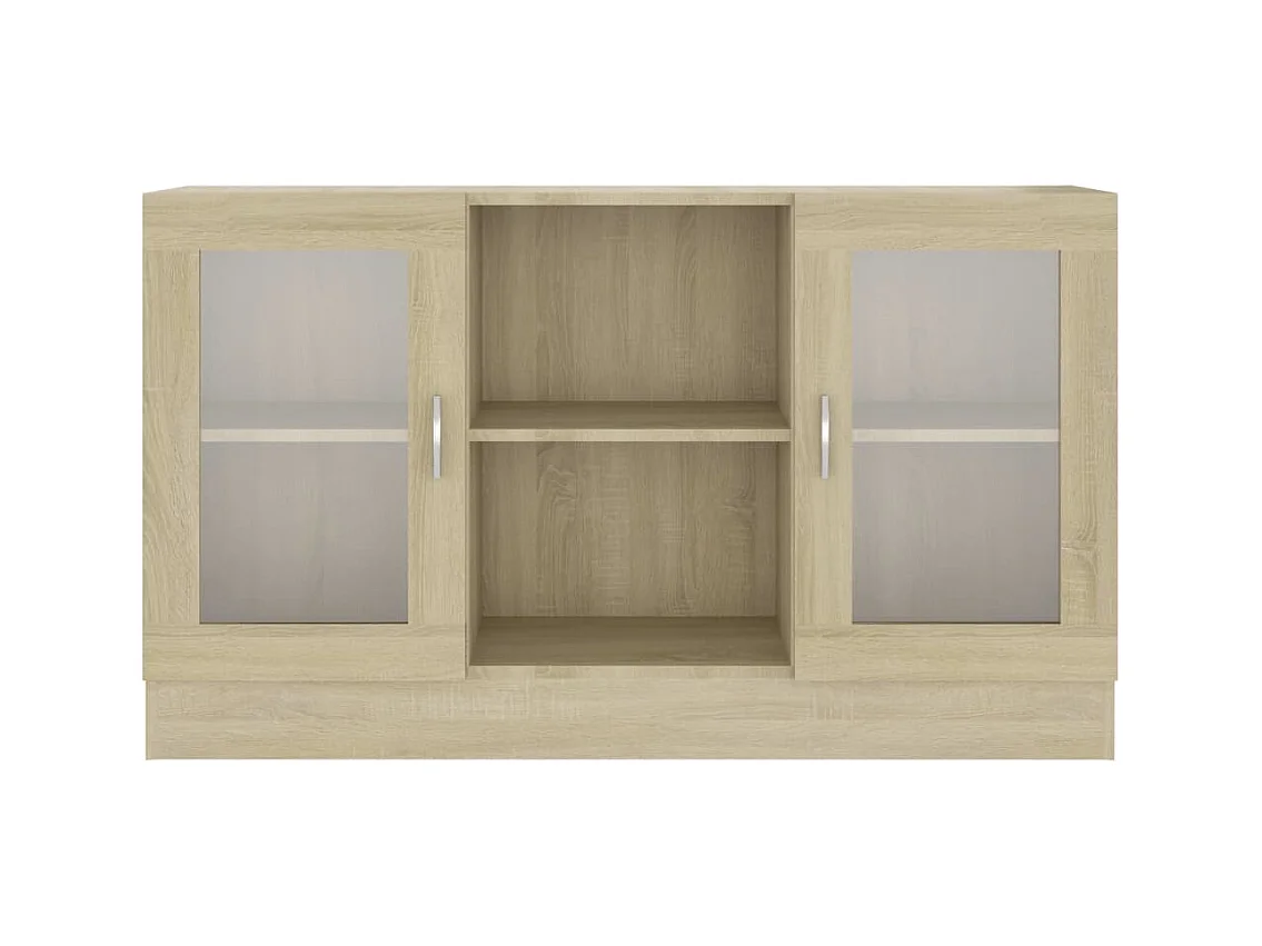 Vitrina de madera contrachapada color roble 120x30,5x70 cm