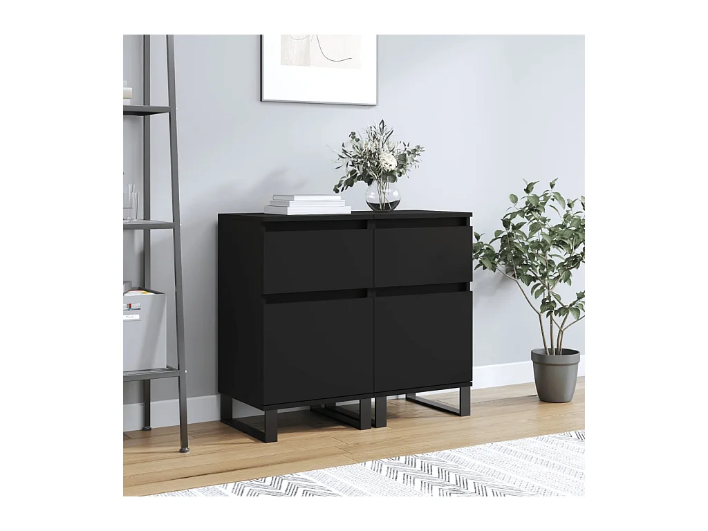 Buffets 2 pièces noir 40x35x70 cm bois d’ingénierie