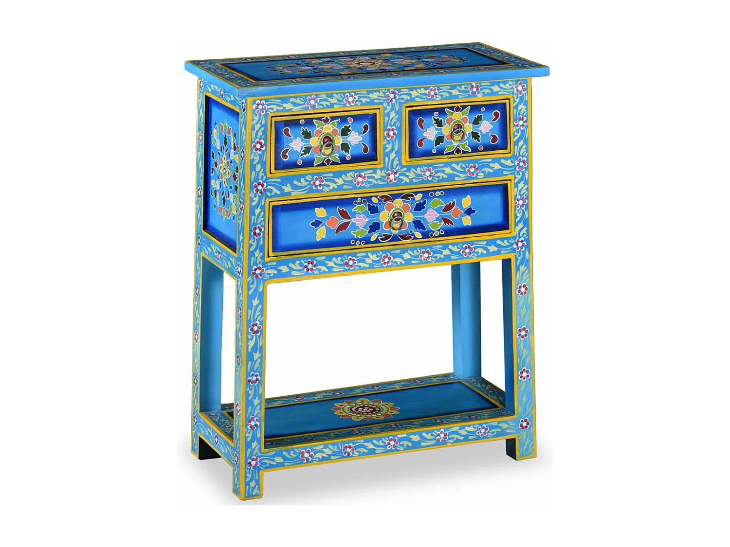 Buffet avec tiroirs Bois massif de manguier Peinture turquoise