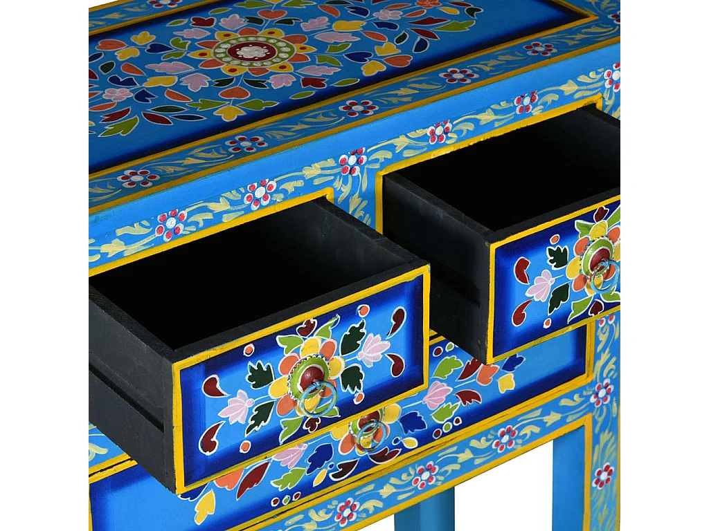 Buffet avec tiroirs Bois massif de manguier Peinture turquoise