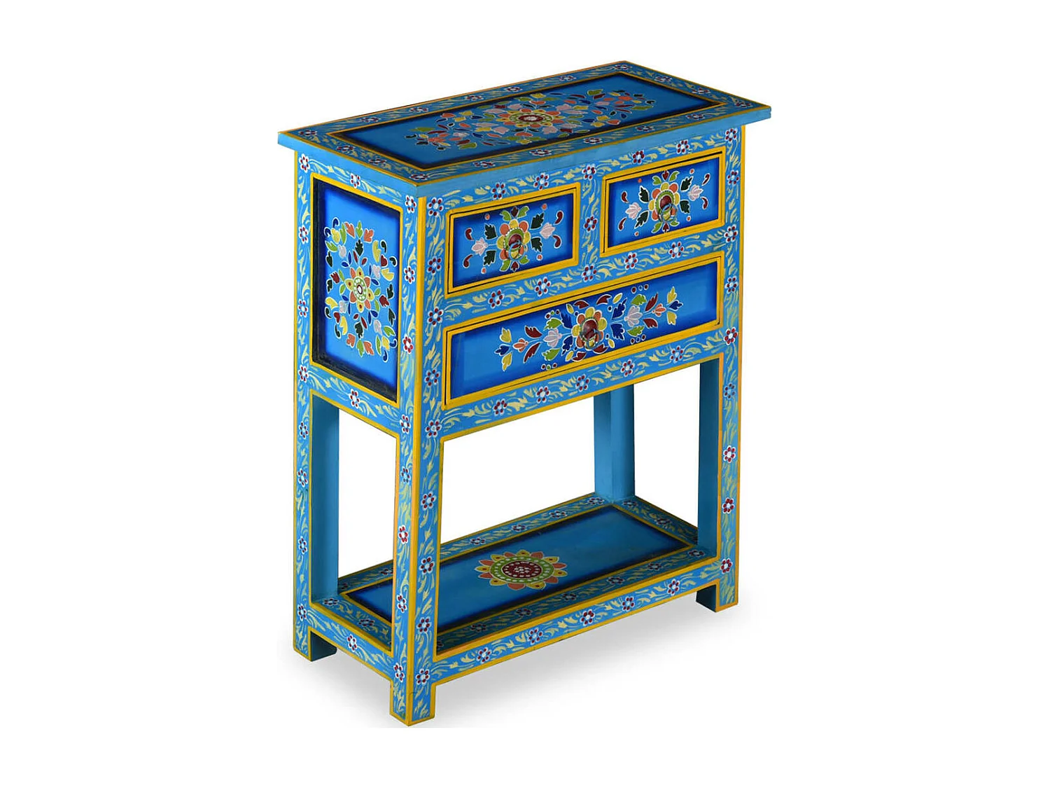 Buffet avec tiroirs Bois massif de manguier Peinture turquoise