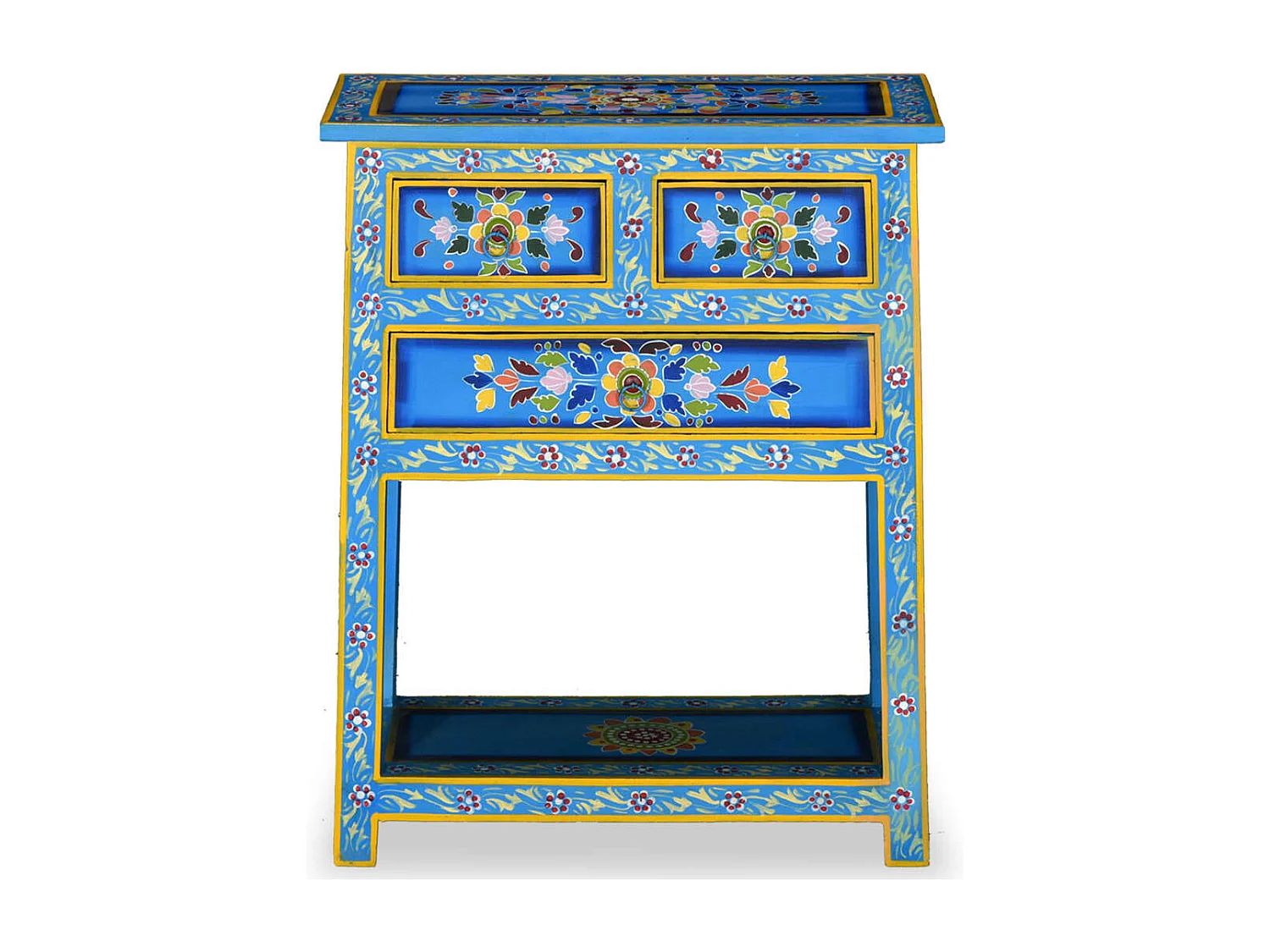 Buffet avec tiroirs Bois massif de manguier Peinture turquoise